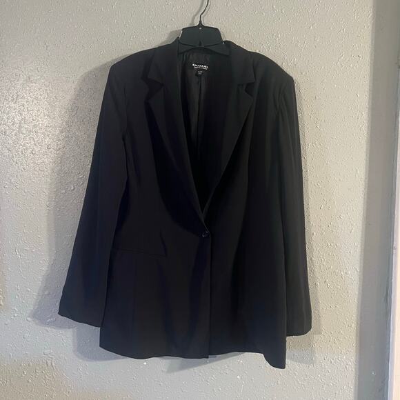 Vtg Emanuel Ungaro Womens Black Wool 97% Blazer Jacket Sz 14/48 Business Office - Picture 1 of 10